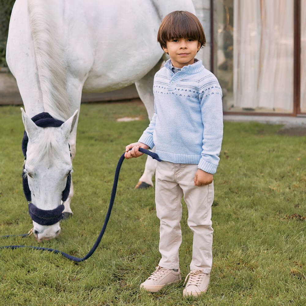 Patachou-Boys Cozy Blue Fair Isle Knit | Childrensalon Outlet