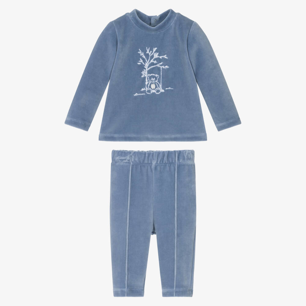 Patachou-Уютный синий велюровый комплект для мальчиков | Childrensalon Outlet
