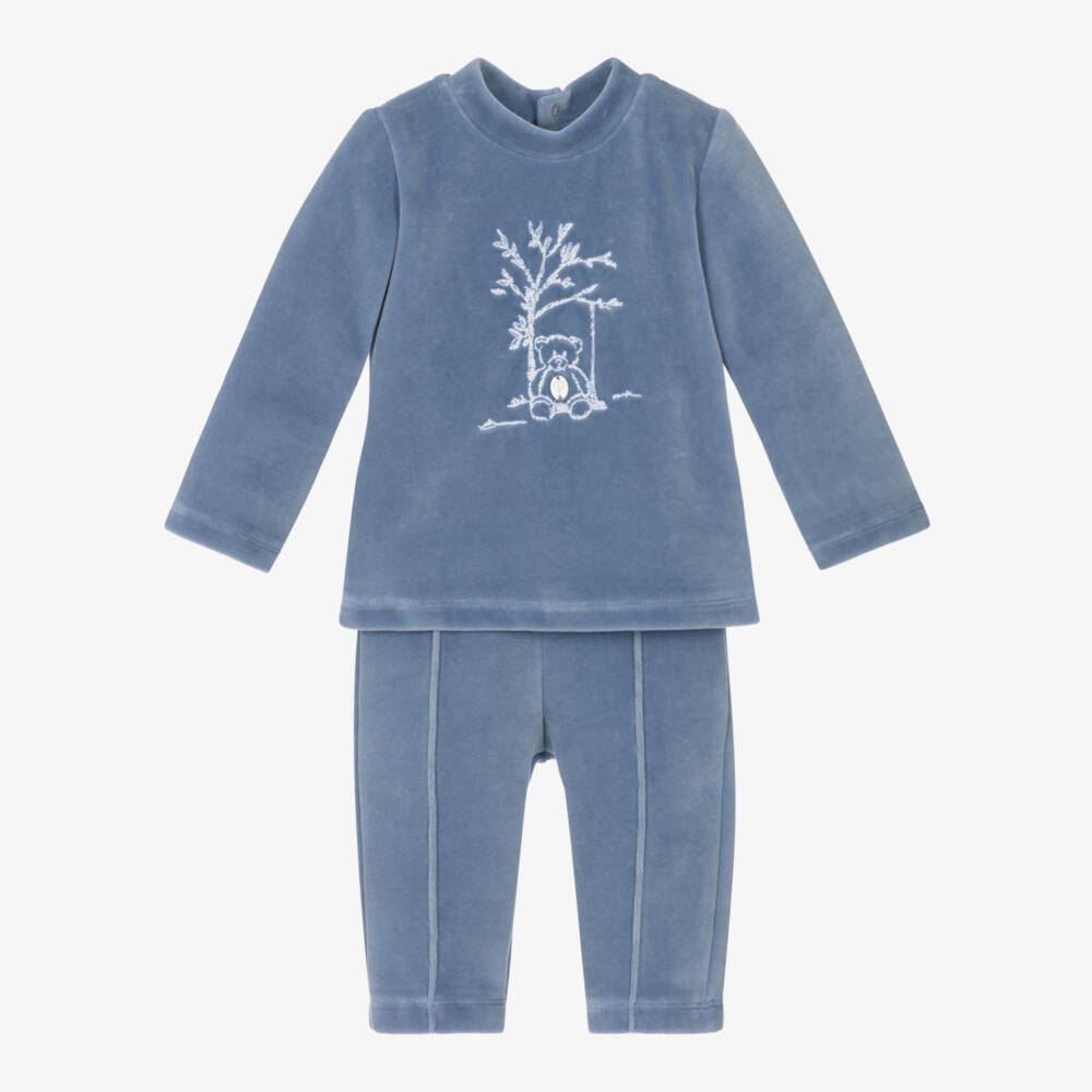 Patachou-Уютный синий велюровый комплект для мальчиков | Childrensalon Outlet