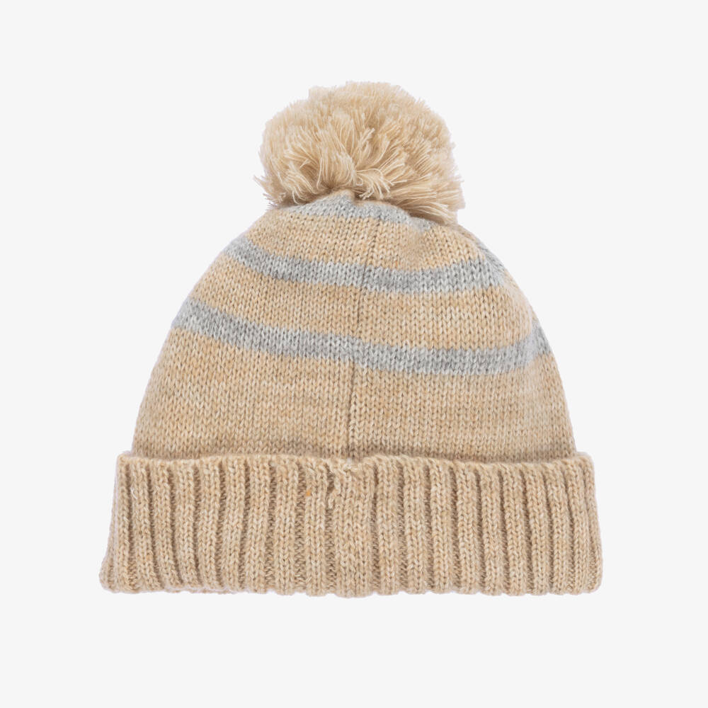 Patachou-Boys Cozy Camel Knit Pom Hat | Childrensalon Outlet