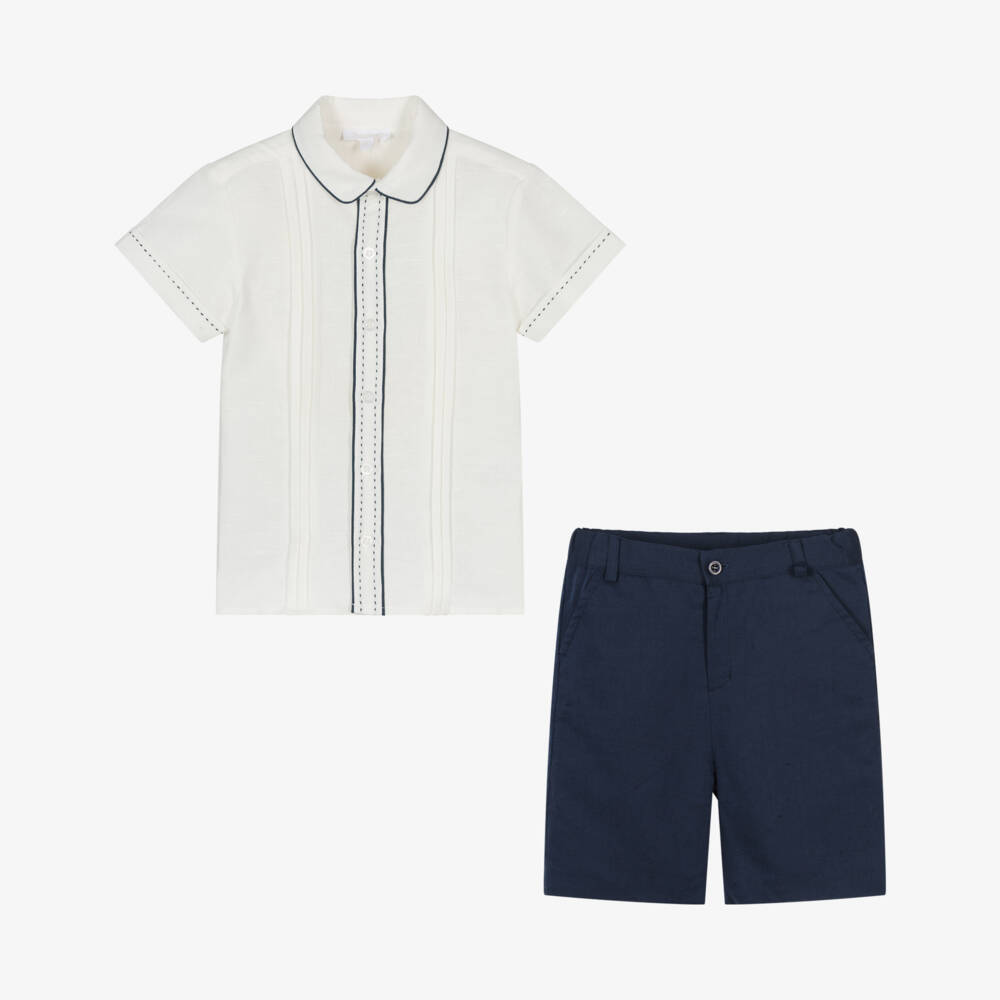 Patachou-Летний комплект кремовый и синий для мальчиков | Childrensalon Outlet