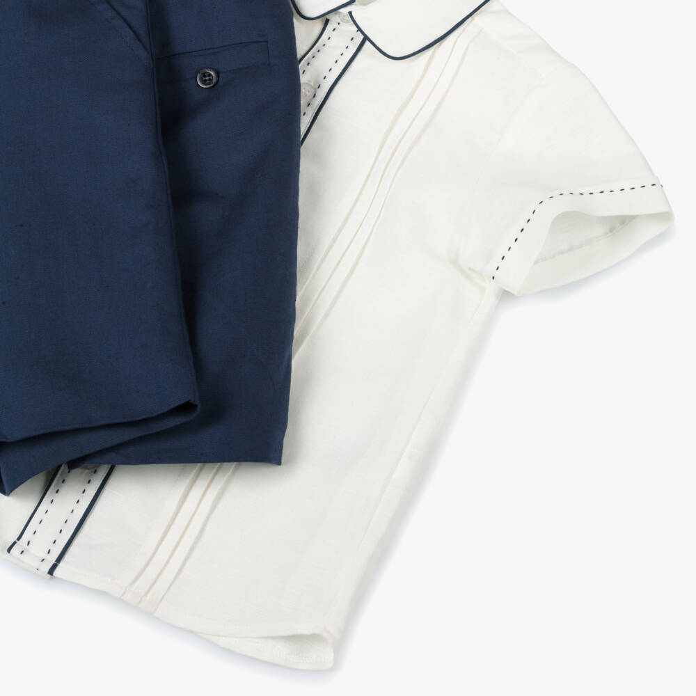 Patachou-Летний комплект кремовый и синий для мальчиков | Childrensalon Outlet