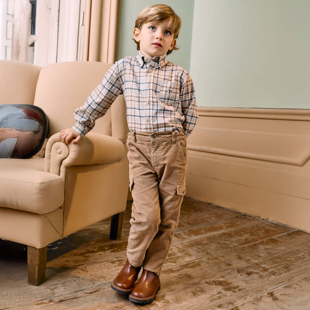 Patachou-Boys Dark Beige Corduroy Trousers | Childrensalon Outlet