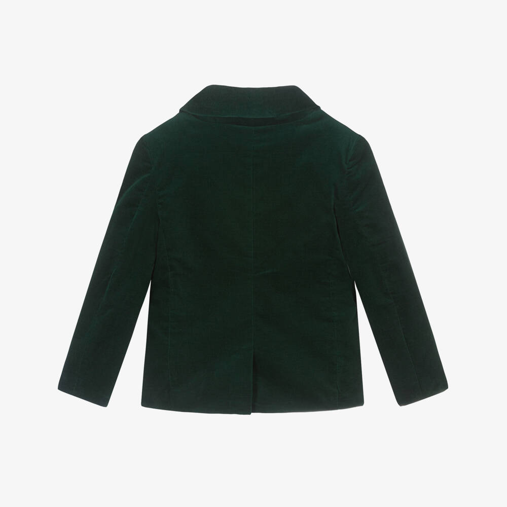 Patachou-Boys Forest Green Velvet Double-Breasted Blazer | Childrensalon Outlet