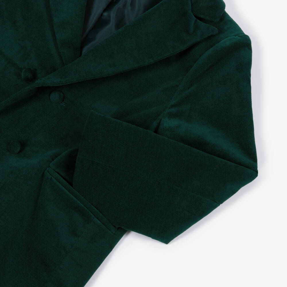 Patachou-Boys Forest Green Velvet Double-Breasted Blazer | Childrensalon Outlet