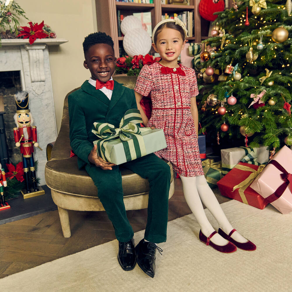 Patachou-Boys Forest Green Velvet Double-Breasted Blazer | Childrensalon Outlet