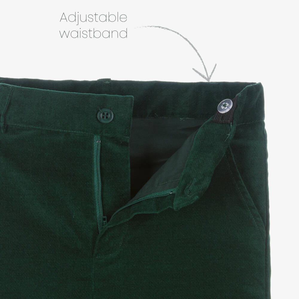 Patachou-Boys Forest Green Velvet Trousers | Childrensalon Outlet