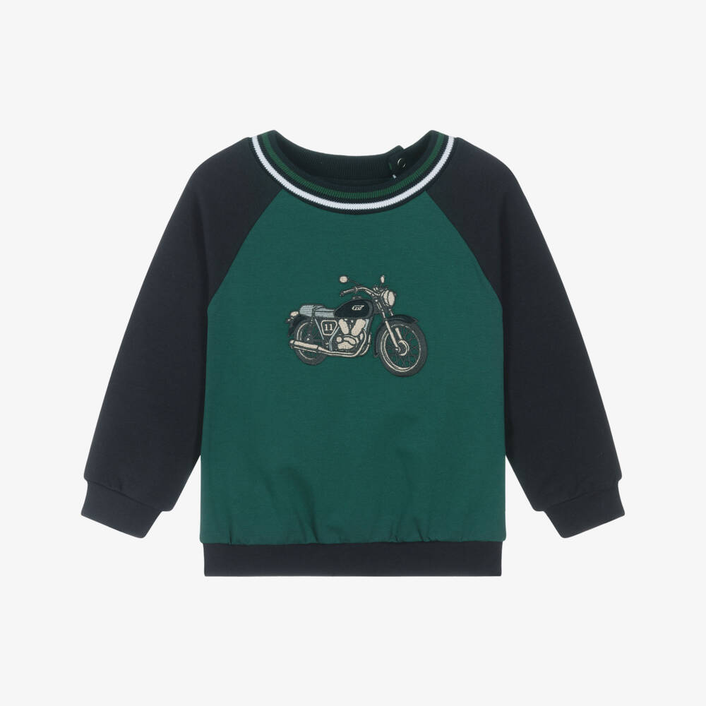Patachou-Свитшот из зелёного трикотажа с мотоциклом для мальчиков | Childrensalon Outlet
