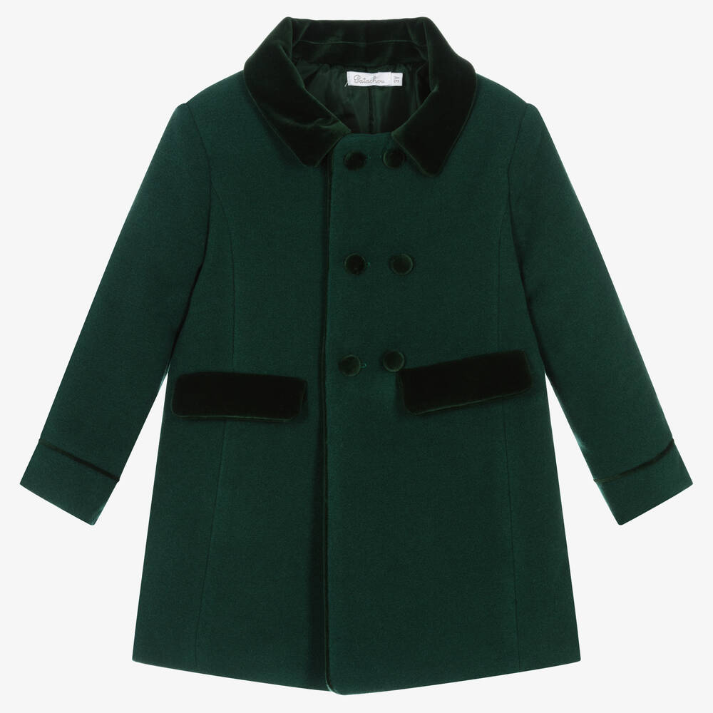 Patachou - Boys Green Felted Coat | Childrensalon