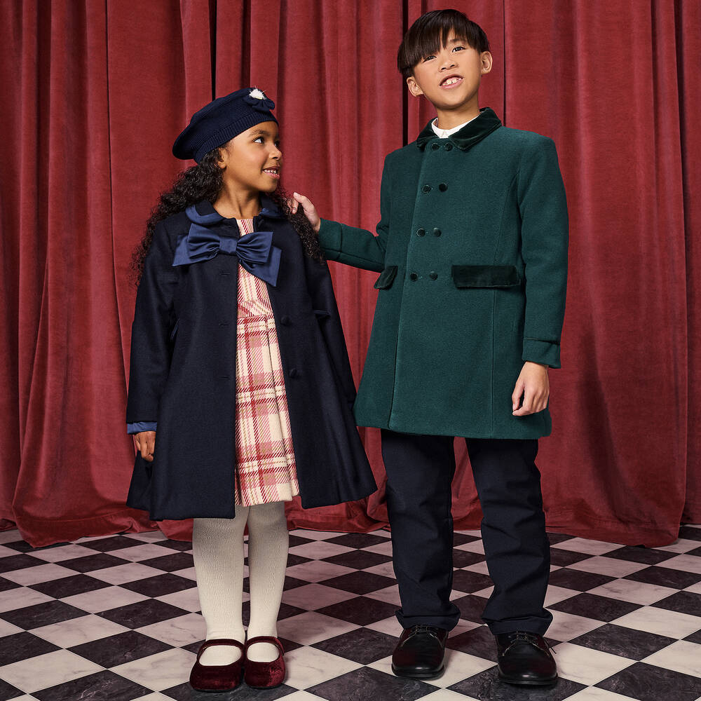 Patachou Boys Green Felted Coat Childrensalon Outlet
