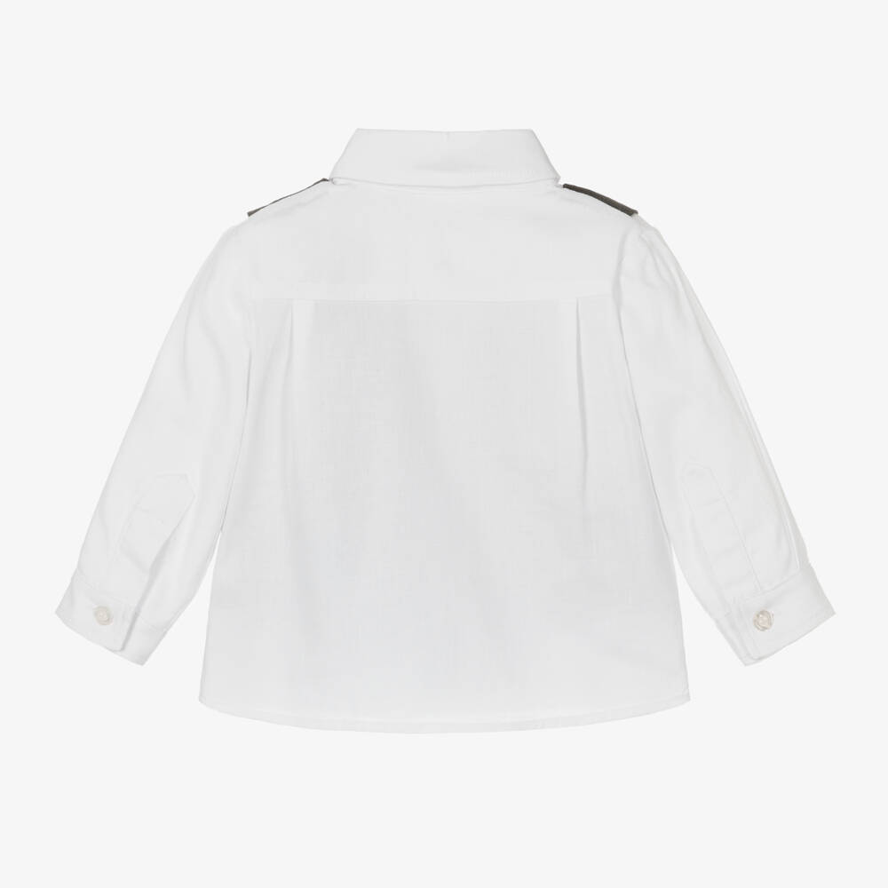 Patachou-Бело-серая рубашка из хлопка для мальчиков | Childrensalon Outlet