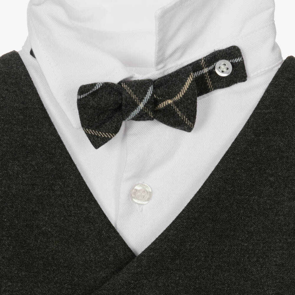 Patachou-Бело-серая рубашка из хлопка для мальчиков | Childrensalon Outlet