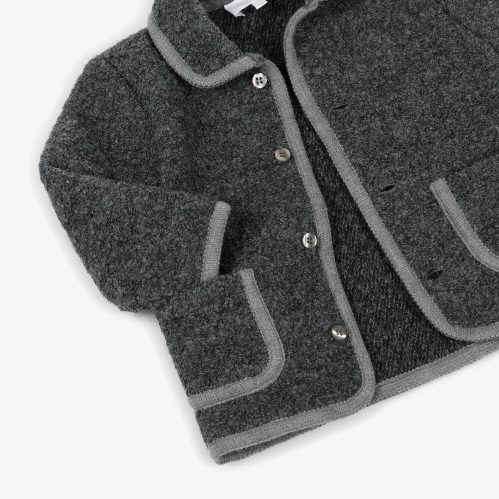 Patachou-Boys Grey Bouclé Jacket with Patch Pockets | Childrensalon Outlet