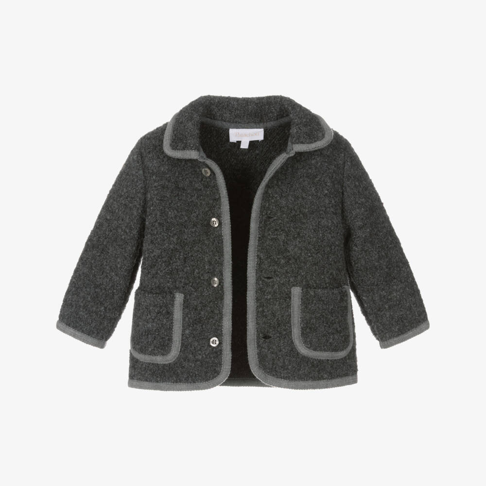 Patachou-Boys Grey Bouclé Jacket with Patch Pockets | Childrensalon Outlet