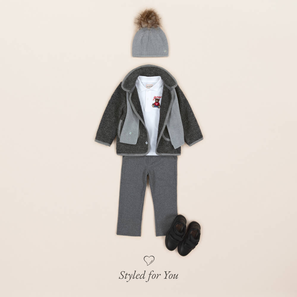 Patachou-معطف قصير محبوك للفتيان بلون الفحم | Childrensalon Outlet