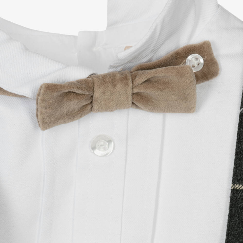 Patachou-طقم شورت قطن لون أبيض ورمادي للمواليد | Childrensalon Outlet