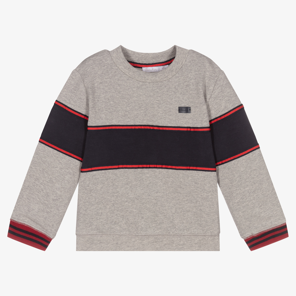 Patachou - Boys Grey Cotton Sweatshirt | Childrensalon