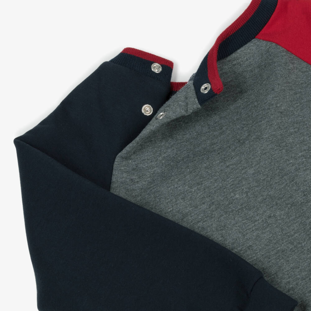 Patachou-Boys Grey Cotton Sweatshirt with Embroidered Puppy | Childrensalon Outlet