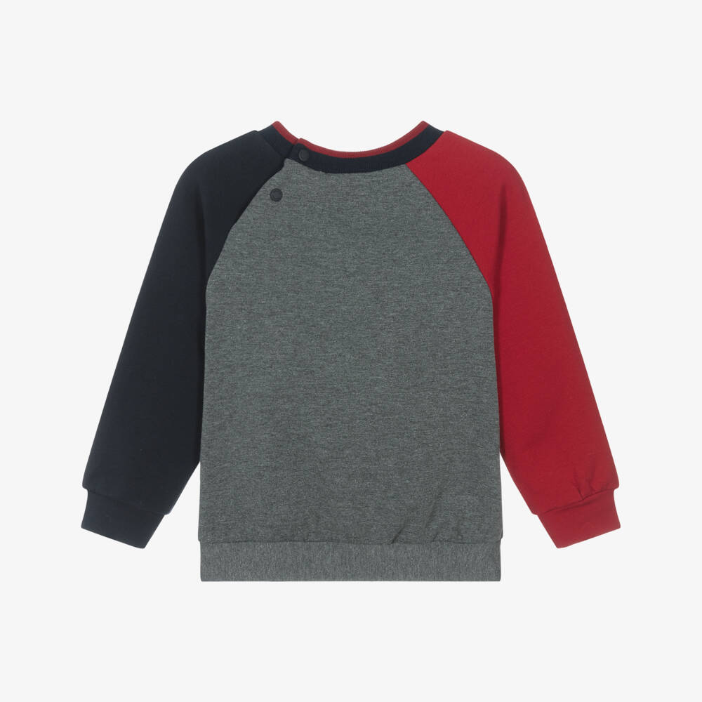 Patachou-Boys Grey Cotton Sweatshirt with Embroidered Puppy | Childrensalon Outlet