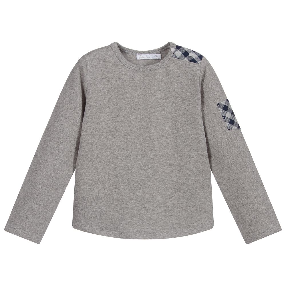 Patachou-Boys Grey Cotton Top | Childrensalon Outlet