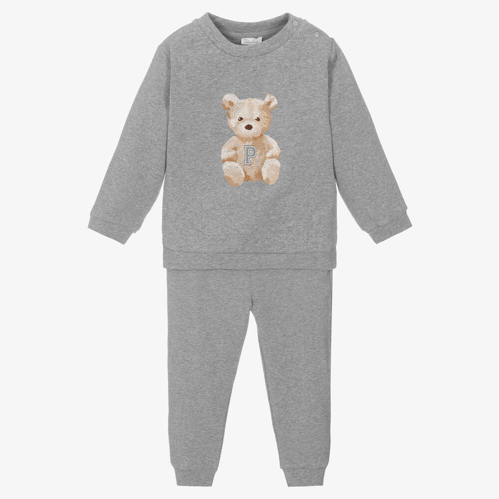 Patachou - Boys Grey Cotton Tracksuit | Childrensalon