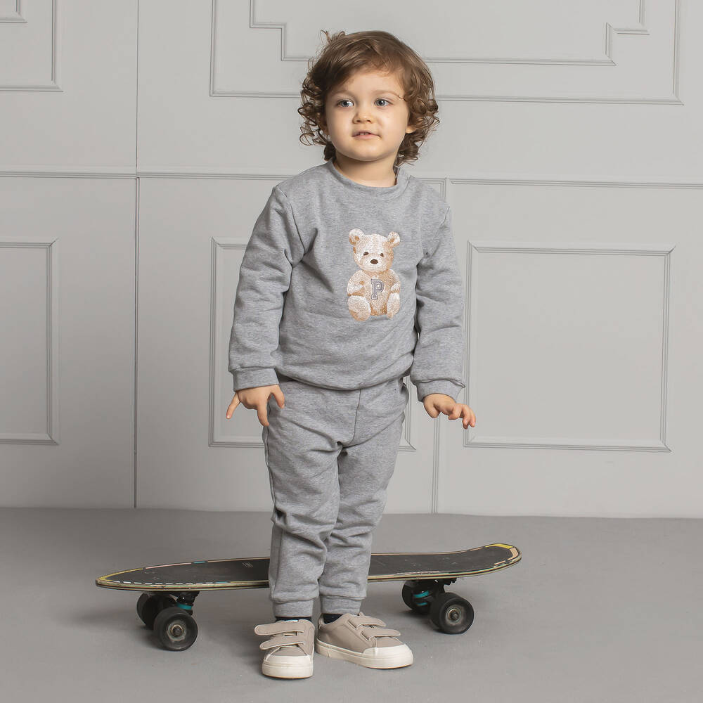 Patachou Boys Grey Cotton Tracksuit Childrensalon Outlet