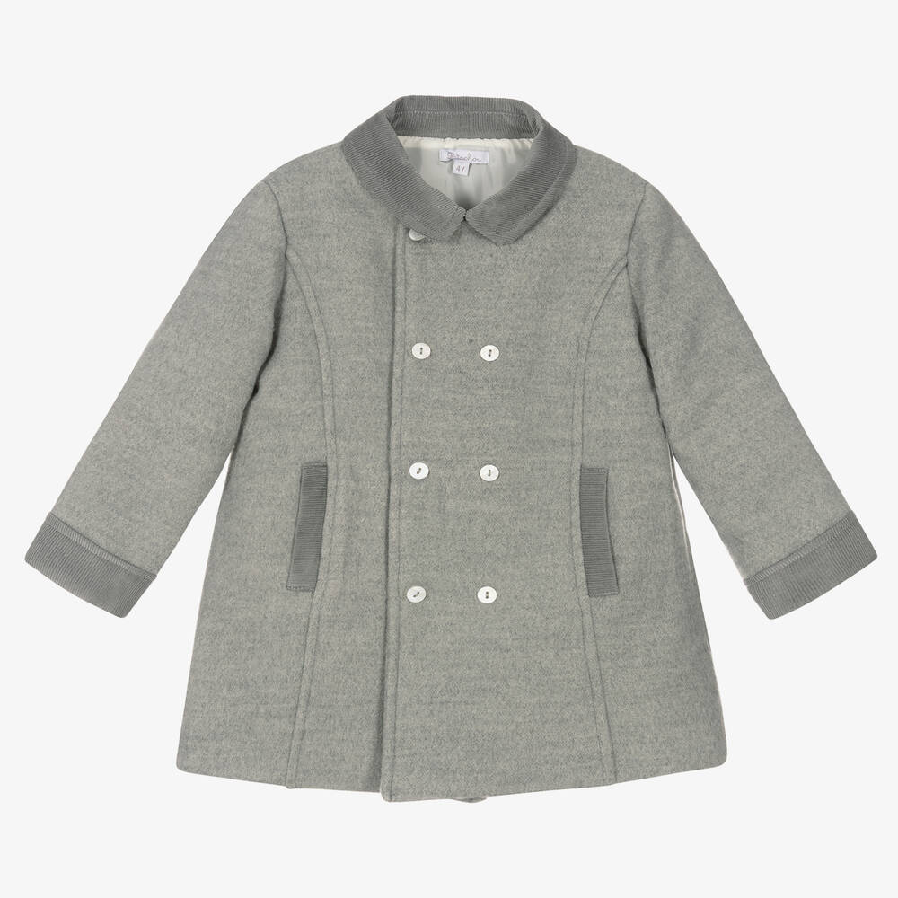 Patachou - Boys Grey Flannel Coat | Childrensalon
