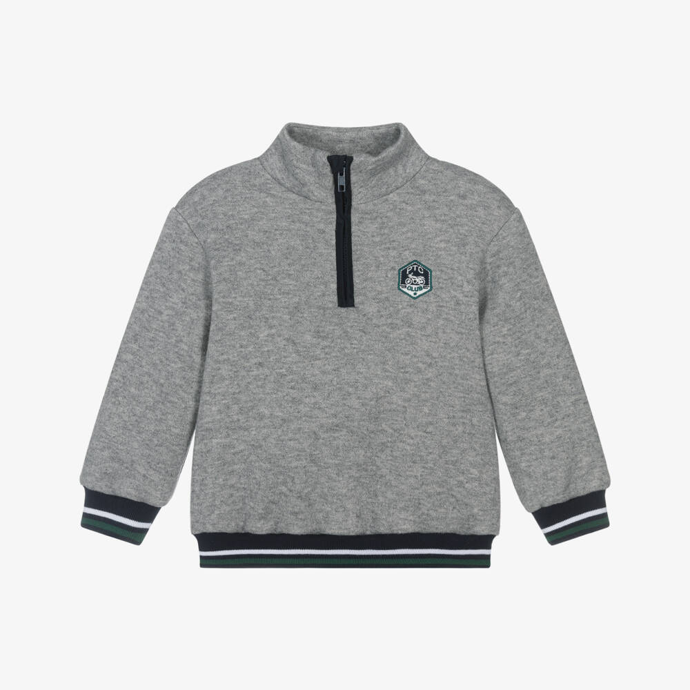 Patachou-Серый вязаный пуловер с полузастежкой для мальчиков | Childrensalon Outlet