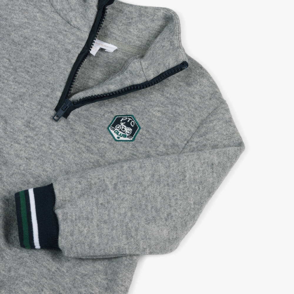 Patachou-Серый вязаный пуловер с полузастежкой для мальчиков | Childrensalon Outlet