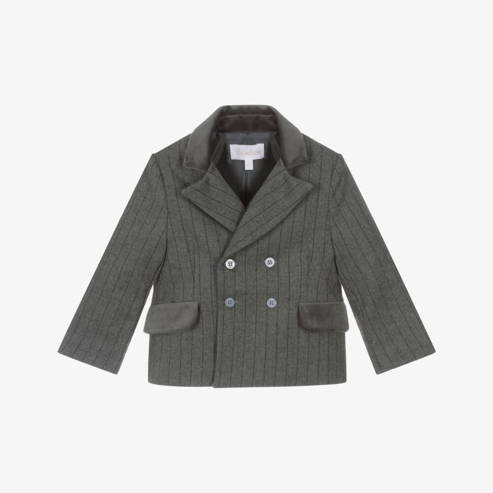 Patachou-Boys Grey Pinstripe Double-Breasted Blazer | Childrensalon Outlet
