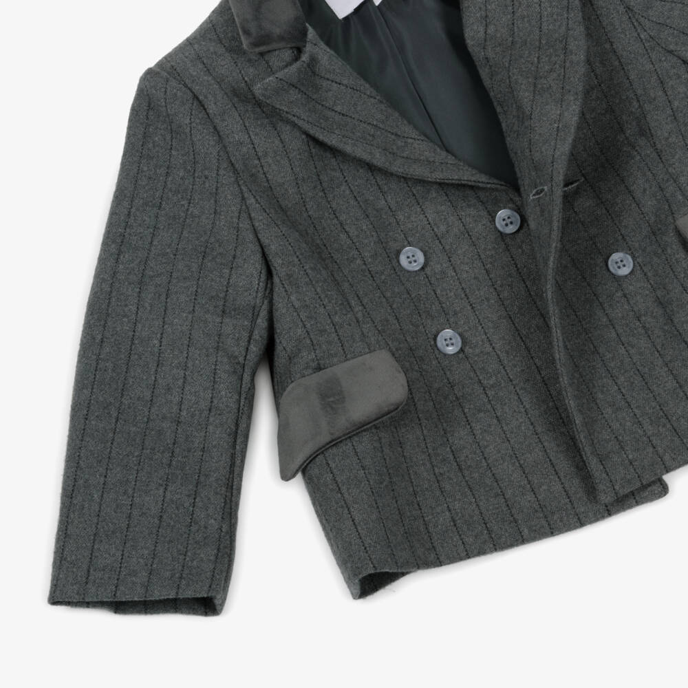Patachou-Boys Grey Pinstripe Double-Breasted Blazer | Childrensalon Outlet