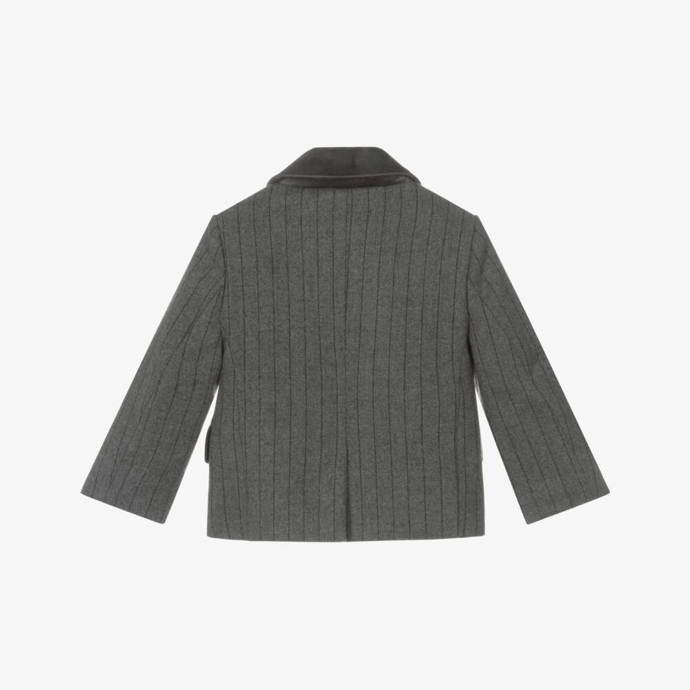 Patachou-Boys Grey Pinstripe Double-Breasted Blazer | Childrensalon Outlet
