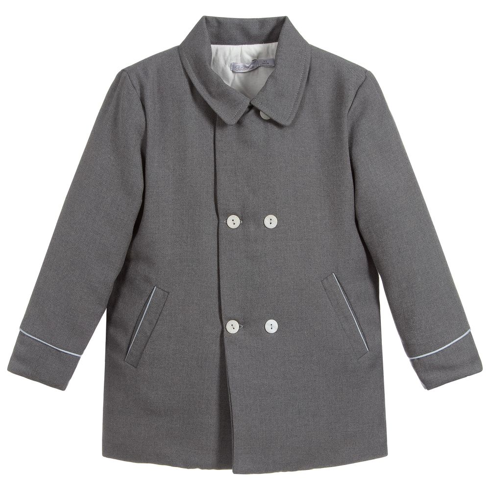 Patachou - Boys Grey Viscose Blend Coat | Childrensalon