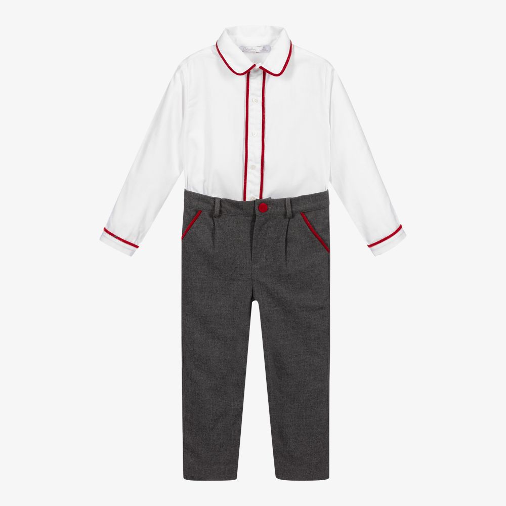 Patachou - Белый топ и серые брюки для мальчиков | Childrensalon