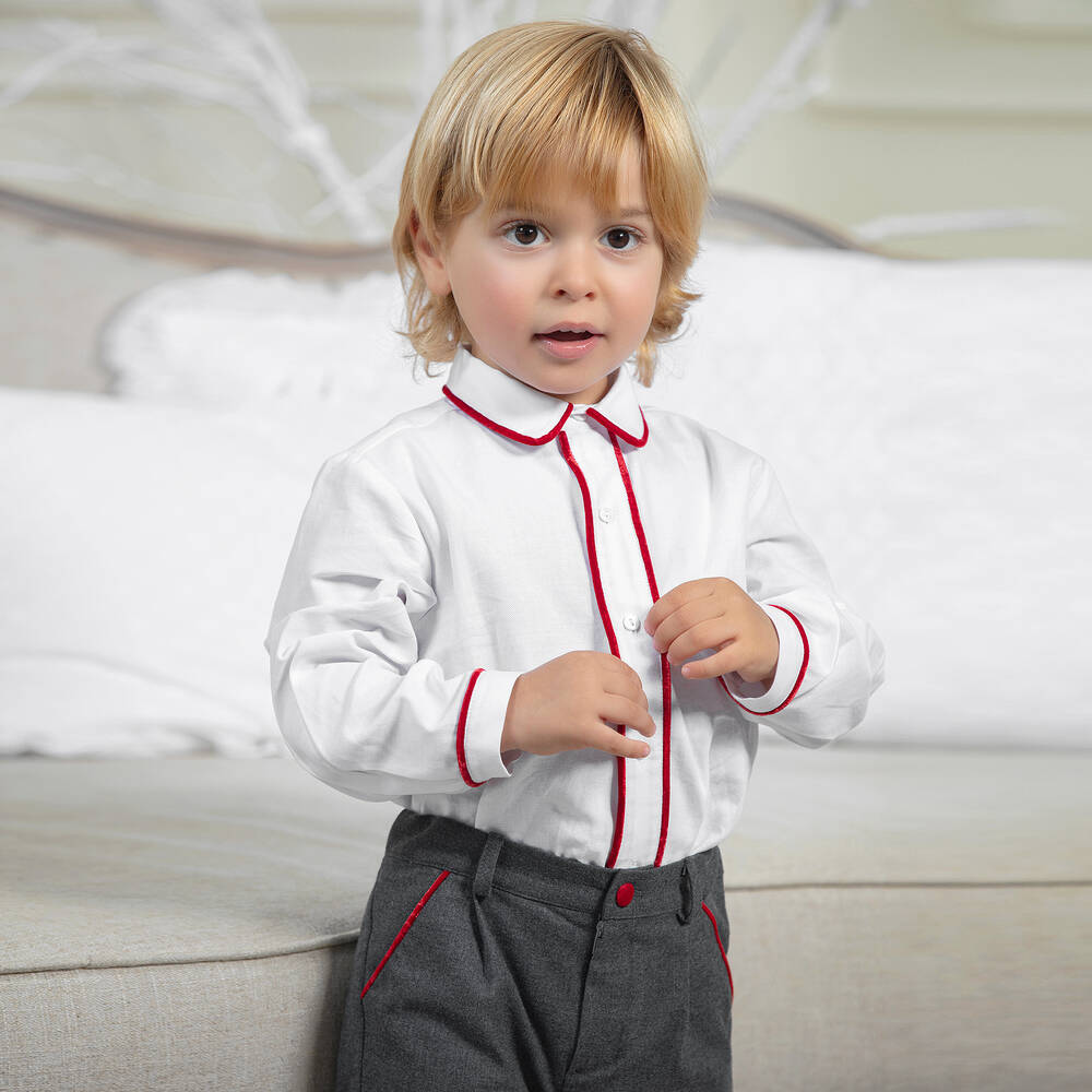 Patachou-Boys Grey & White Trouser Set | Childrensalon Outlet