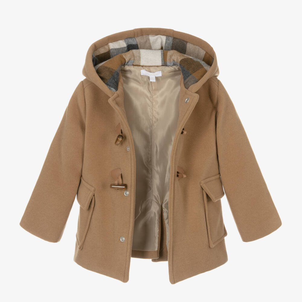 Patachou-Boys Hooded Beige Toggle Coat | Childrensalon Outlet