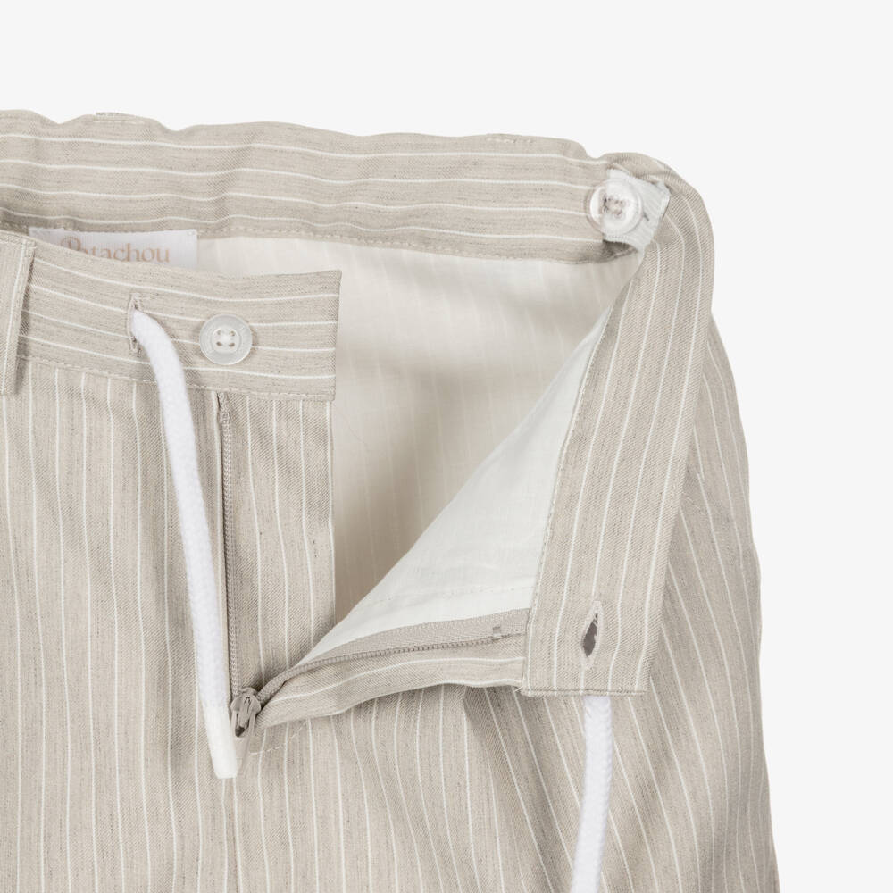 Patachou-Boys Ivory & Beige Pinstripe Trouser Set | Childrensalon Outlet