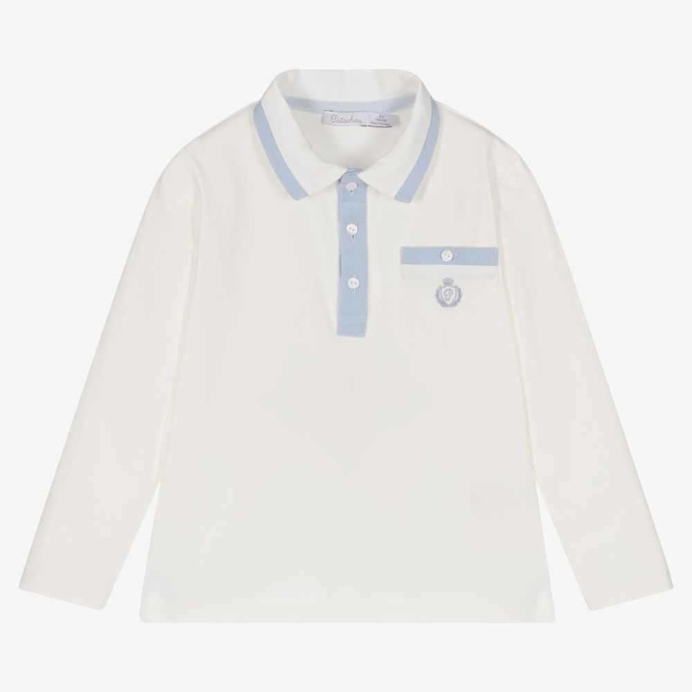 Patachou - Boys Ivory Cotton Polo Shirt | Childrensalon