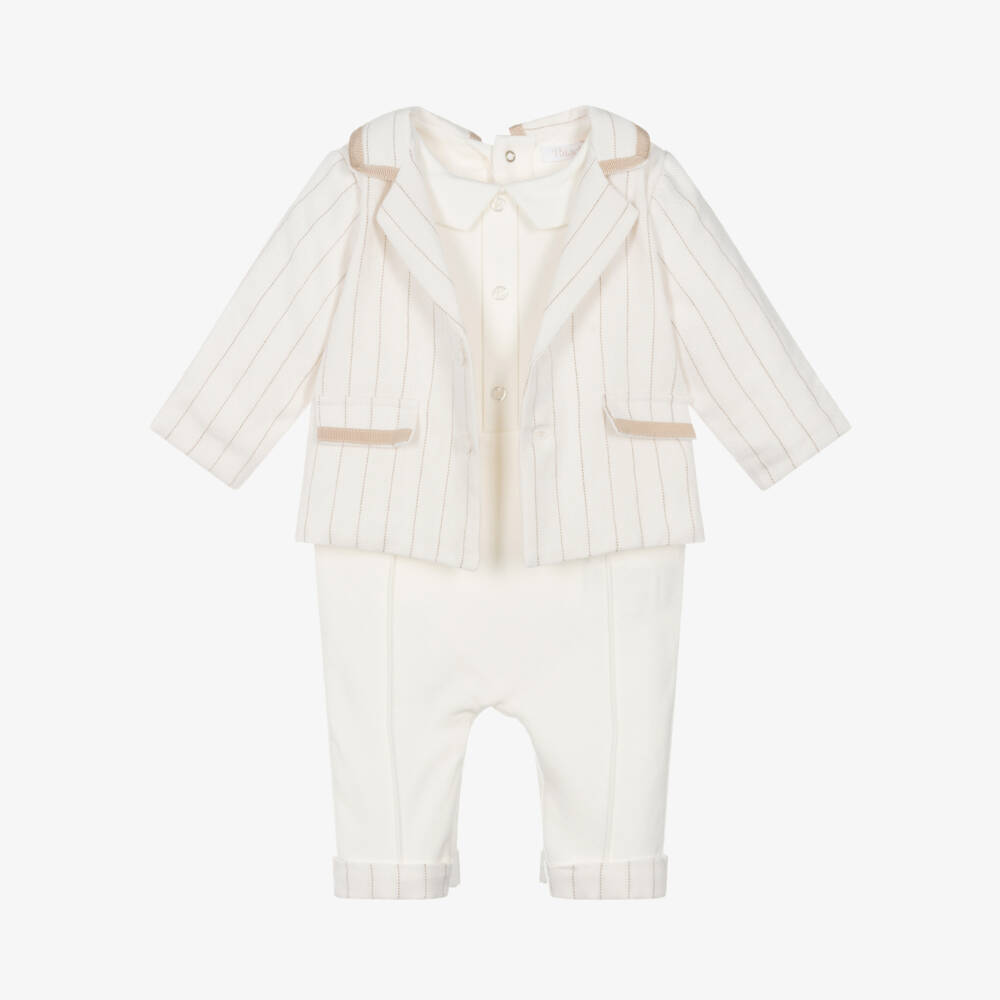 Patachou-Кремовый льняной хлопковый боди для мальчиков | Childrensalon Outlet