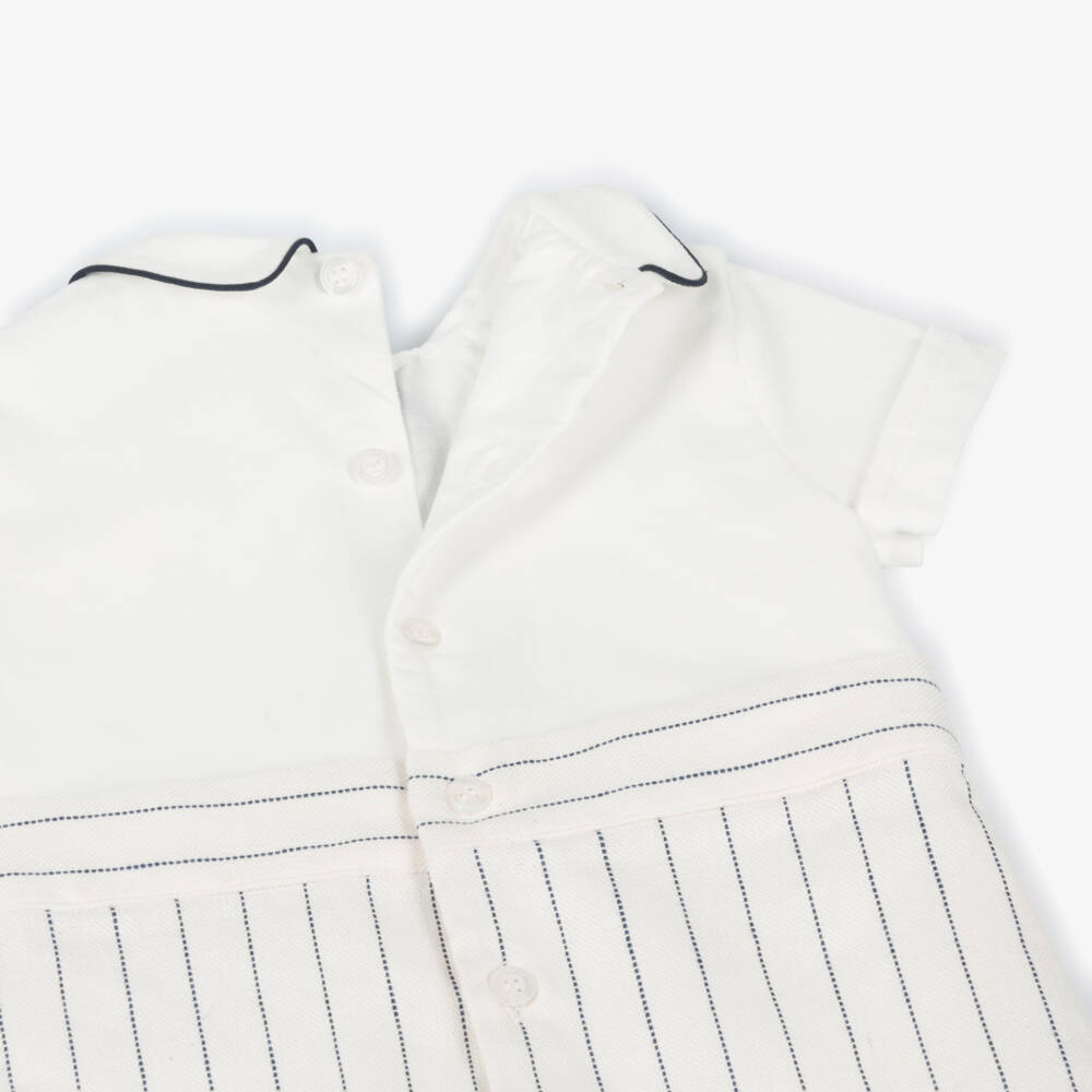 Patachou-Boys Ivory Linen-Cotton Romper | Childrensalon Outlet