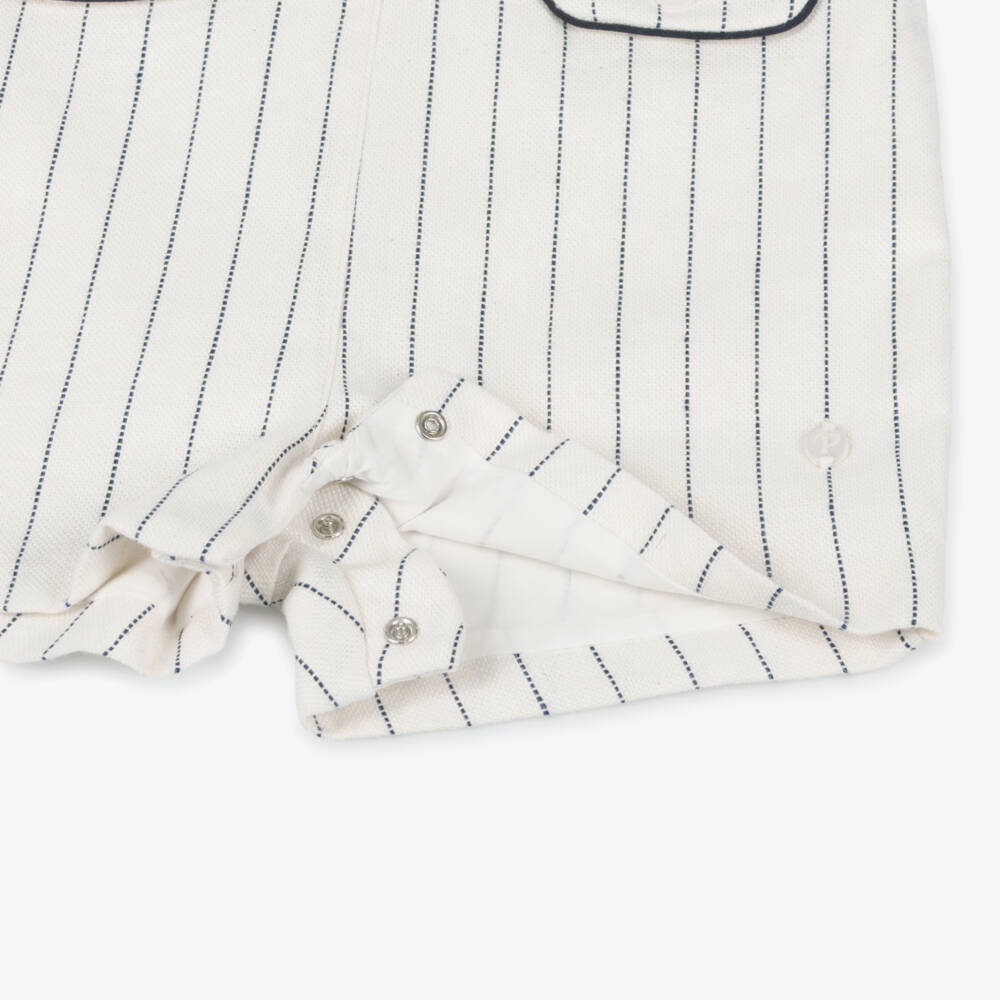 Patachou-Boys Ivory Linen-Cotton Romper | Childrensalon Outlet