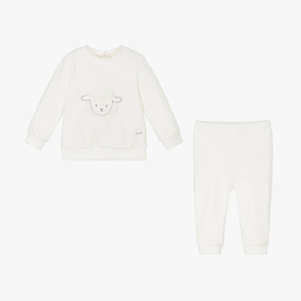 Patachou-Boys Ivory Velour Sheep Set | Childrensalon Outlet