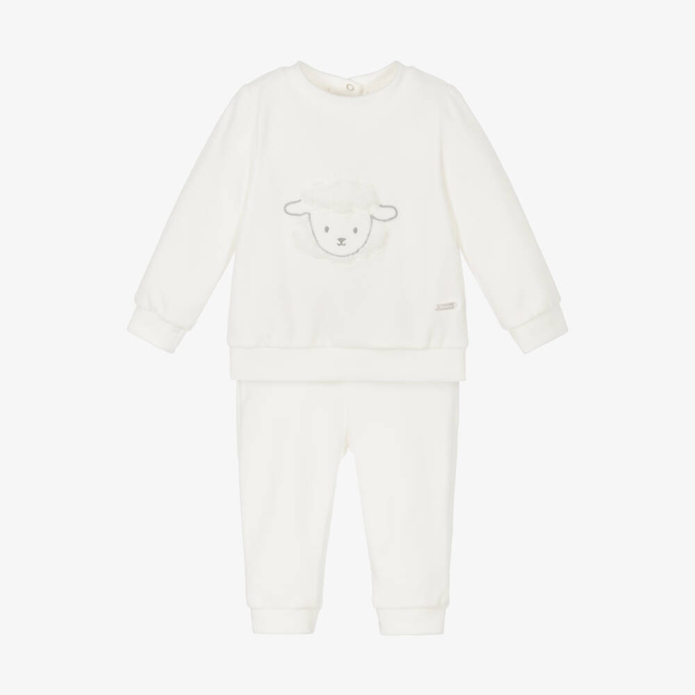 Patachou-بدلة رياضية قطن مخمل لون عاجي للأطفال | Childrensalon Outlet