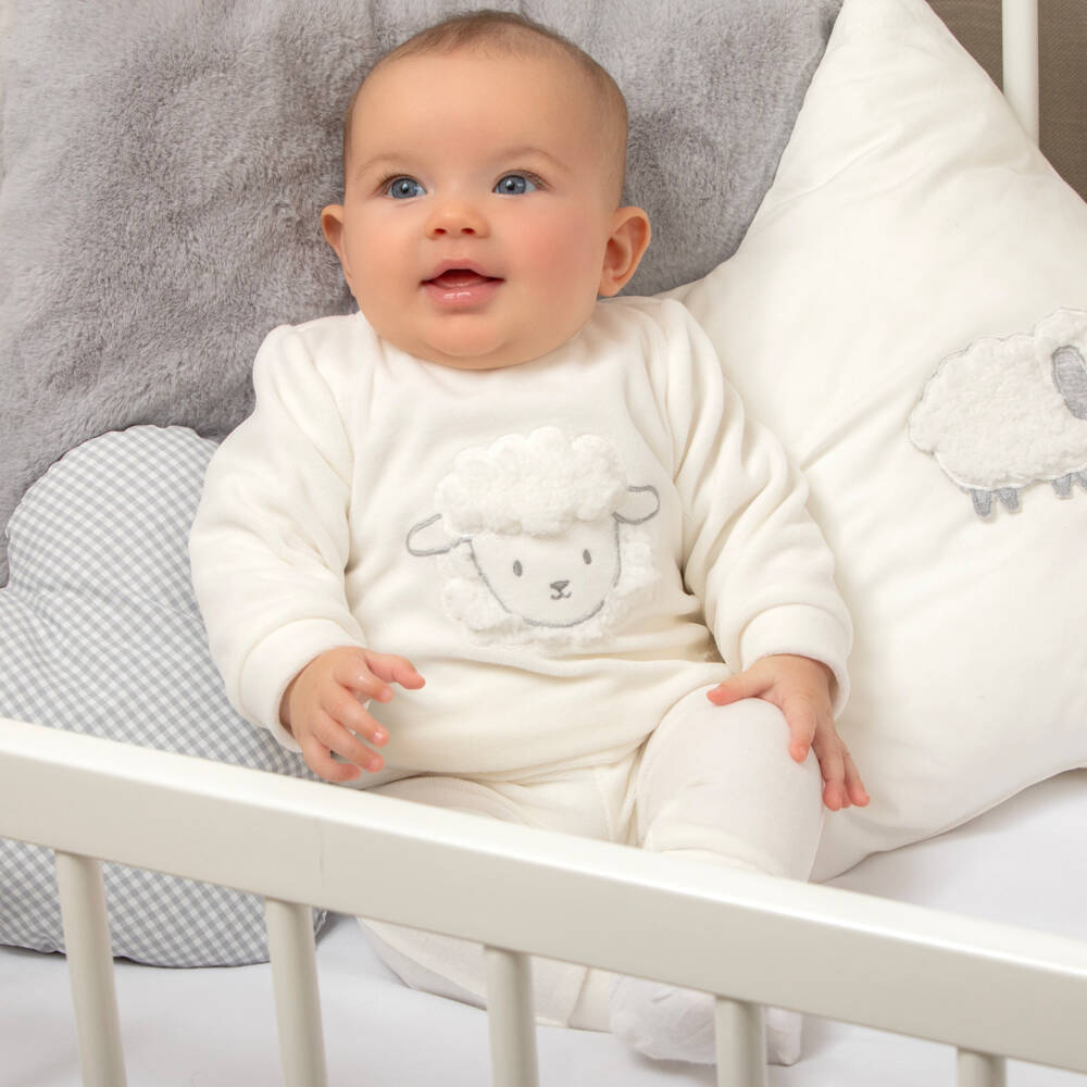 Patachou-Boys Ivory Velour Sheep Set | Childrensalon Outlet