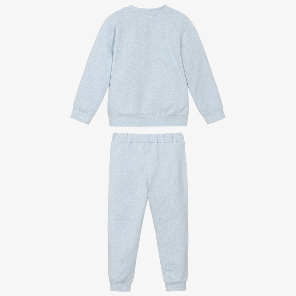 Patachou-Boys Light Blue Marl Cotton Teddy Bear Tracksuit | Childrensalon Outlet