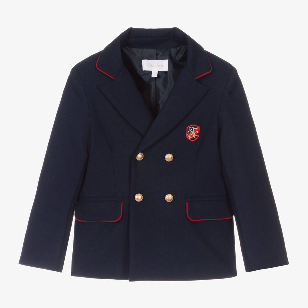 Patachou-Boys Luxe Navy Crest Blazer | Childrensalon Outlet