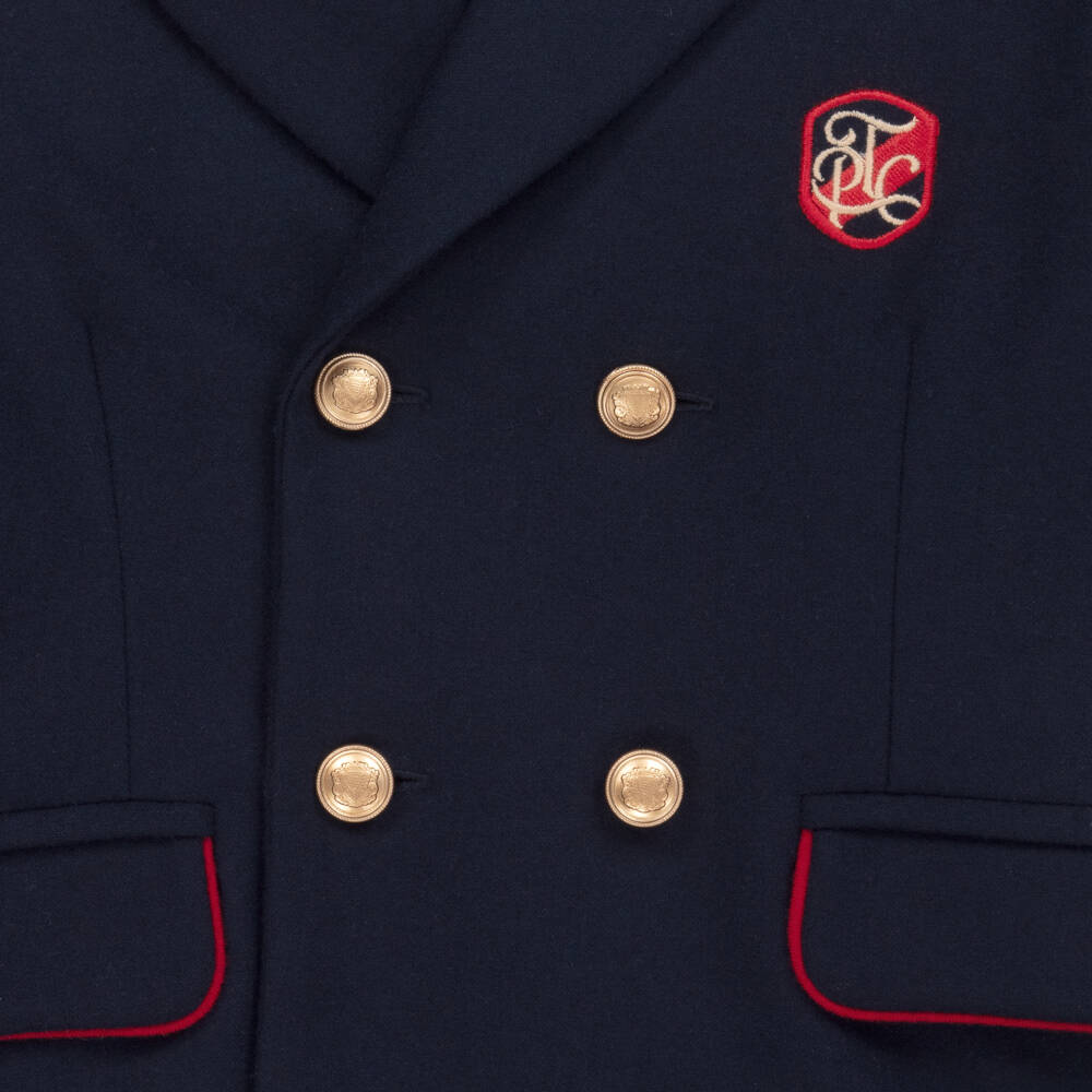Patachou-Boys Luxe Navy Crest Blazer | Childrensalon Outlet