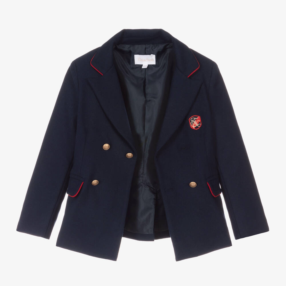 Patachou-Boys Luxe Navy Crest Blazer | Childrensalon Outlet