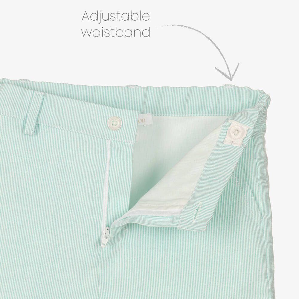 Patachou-Boys Mint Green Pinstripe Cotton Shorts Suit | Childrensalon Outlet