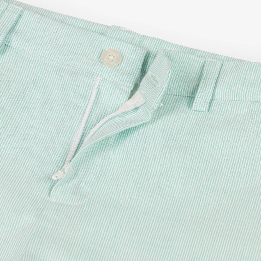 Patachou-Boys Mint Green Pinstripe Cotton Shorts Suit | Childrensalon Outlet
